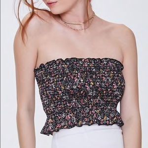 Dark Floral Tube Top Sz S
